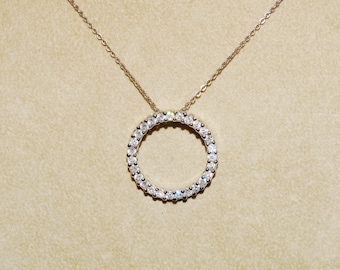 Sterling Silver C.Z. Circle of Life 18" Necklace.