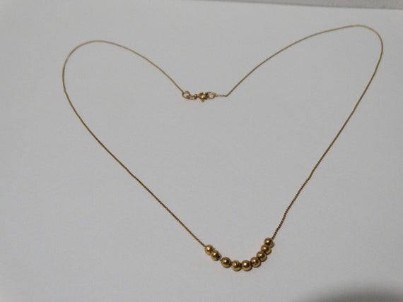 14k YG Chain W/ 9 Beads Necklace. - image 7