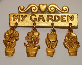 My Garden" Solid Bronze Brooch.