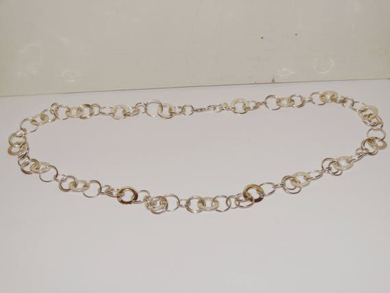 Sterling Silver Stamped Multi Size Circles 24" Ne… - image 2
