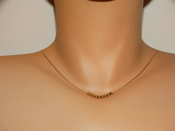 14k YG Chain W/ 9 Beads Necklace. - image 5