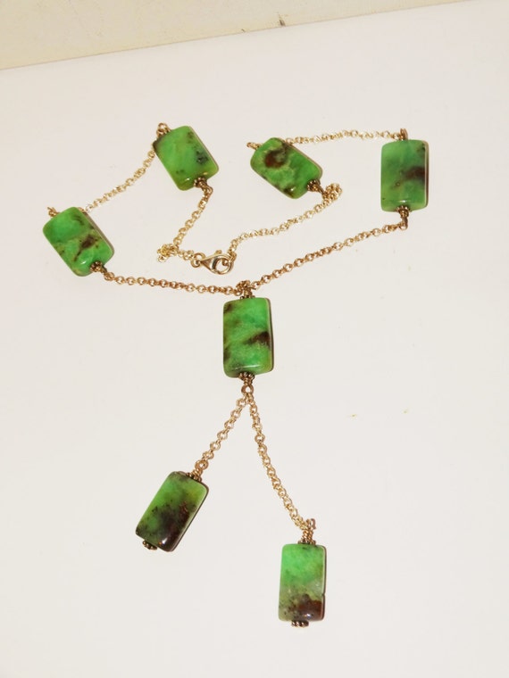 Sterling Silver Rectangular Natural Jade Station … - image 2