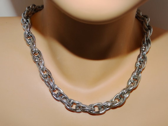 Sterling Silver 10mm Wide Chain Necklace. - image 1