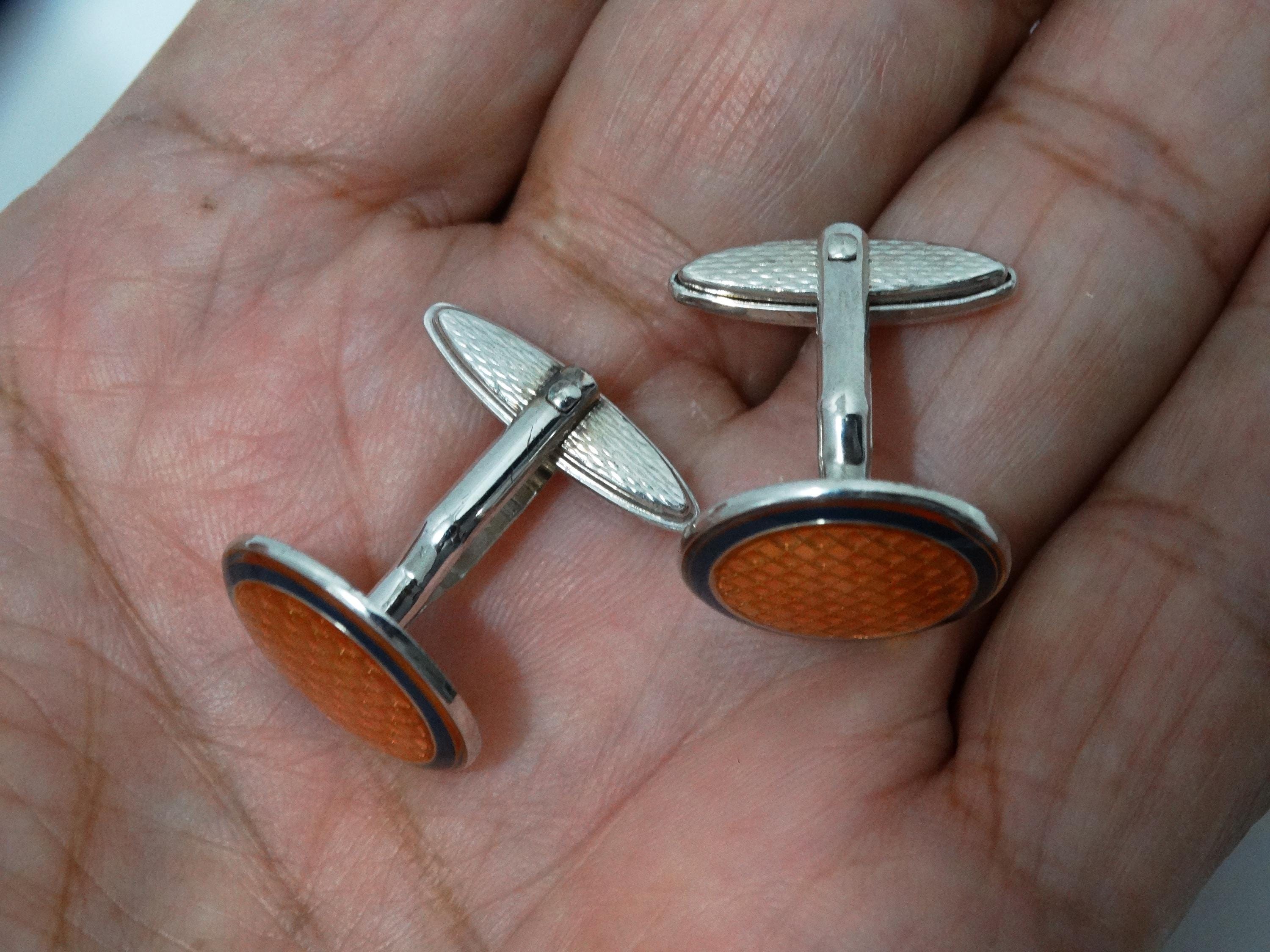 Dunhill Pale Green Headlamp Sterling Silver Cufflinks Rare Australia