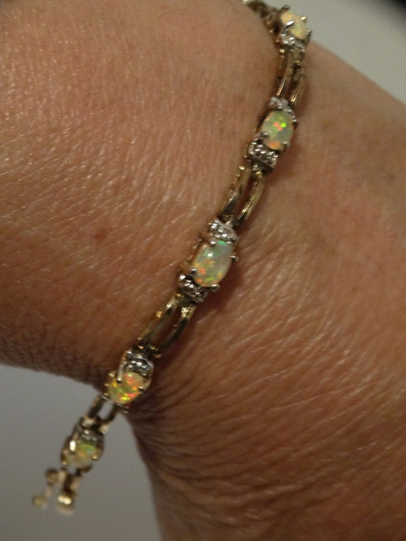 Sterling Silver Faux Opal Bracelet. - image 9