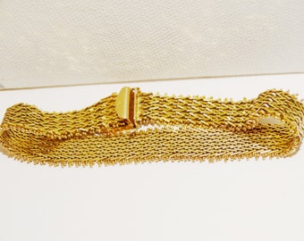 14k Heavy Yellow Gold Herringbone Woven 7.5" Long BRACELET