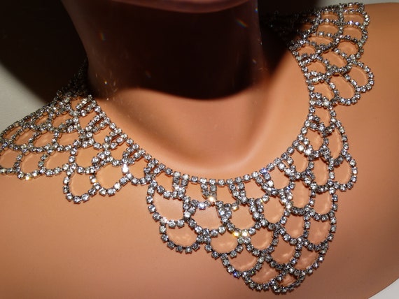 Silver Tone Sparkling Rhinestones Choker Necklace. - image 10