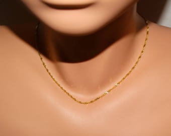 ツイストスパークルチェーン 1.15 mm ロックスパークルツイストチェーンネックレス 本物のソリッド