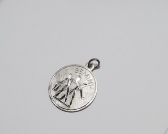 Vintage Sterling Gemini Horoscope Sign Pendant/Charm.