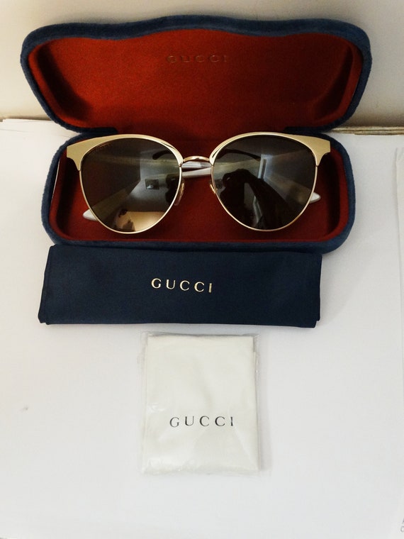Gucci Gold Brown Italian Made Sunglasses No GG0245