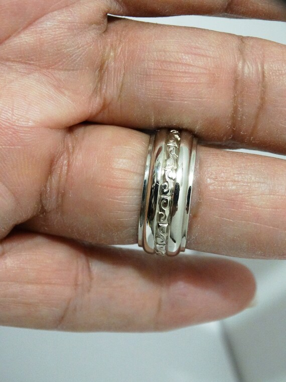 14k Solid White Gold Scroll Wedding Band Size 7-3… - image 10