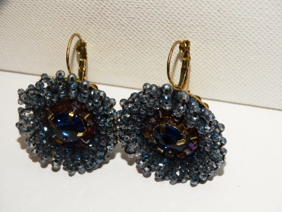 Gold Tone Sparkling Faceted Crystal Stone Earring… - image 7