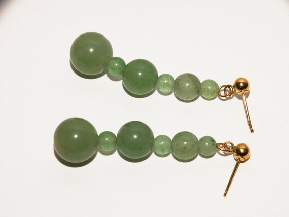14k Y Gold Green Jade Earrings. - image 10