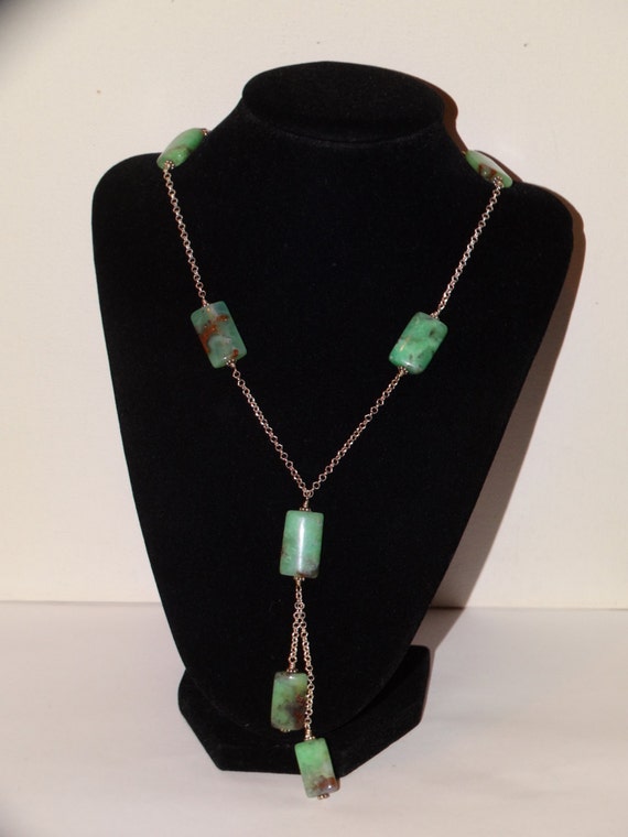 Sterling Silver Rectangular Natural Jade Station … - image 1