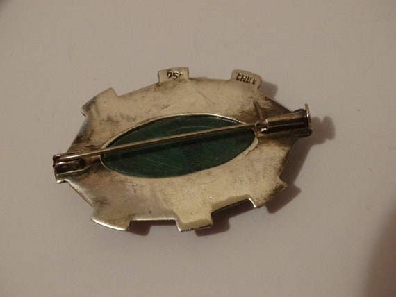 950 Sterling Silver Beautiful Large Malachite Sto… - image 5