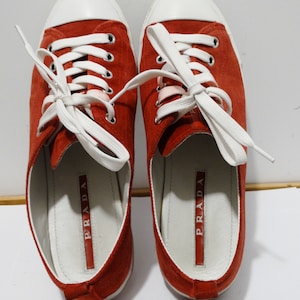 Prada Red Suede Leather Men&#39;s Shoes.