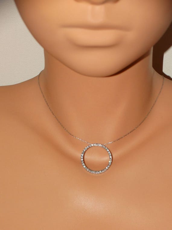 14k WG Genuine Diamond Circle Of Life 16" Necklac… - image 1