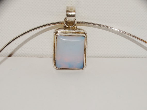 Sterling Silver Square Opalescent Stone Chocker n… - image 4