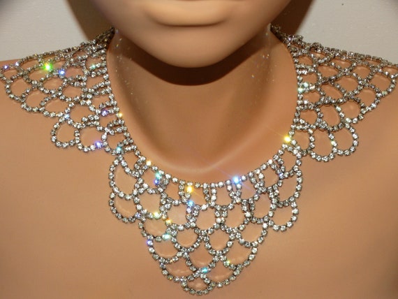 Silver Tone Sparkling Rhinestones Choker Necklace. - image 1