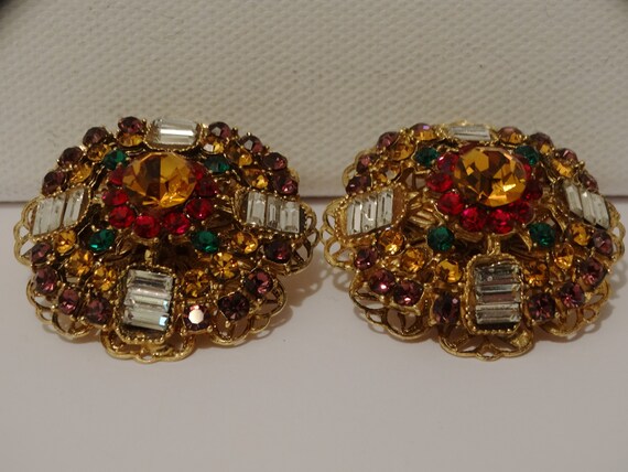 Gold Tone Metal Beautiful Baguette Multicolor Des… - image 8