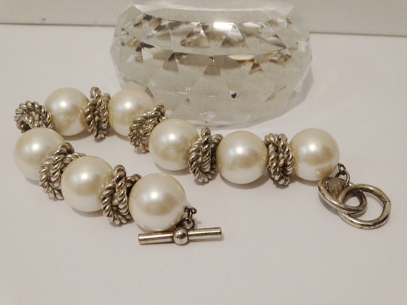 Anne Klein Rope Design Spacers Large Faux Pearl B… - image 10