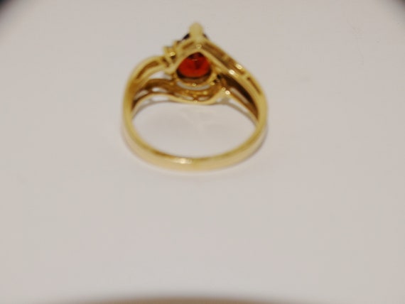 14k Gold Stamped Size 7 Genuine Diamond Red Garne… - image 8