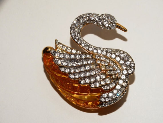 Kenneth Lane Gold Tone Crystal and Amber Color Lu… - image 1
