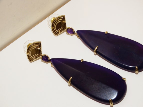 Kendra Scott Gold Tone Purple Stone Earrings, - image 6