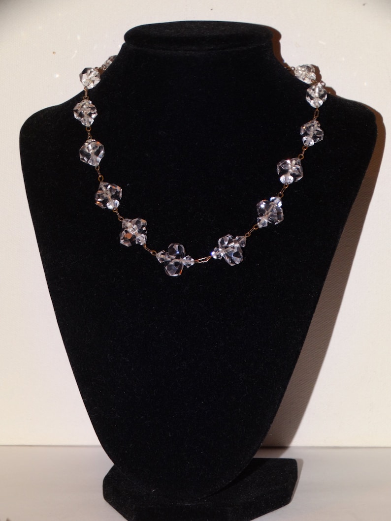 Vge Sterling Victorian Faceted Rock Crystal Art Deco Made In Germany Gorgeous Necklace.