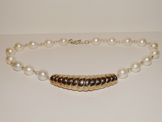Solid Sterling Silver Center Piece Faux Pearl Nec… - image 10
