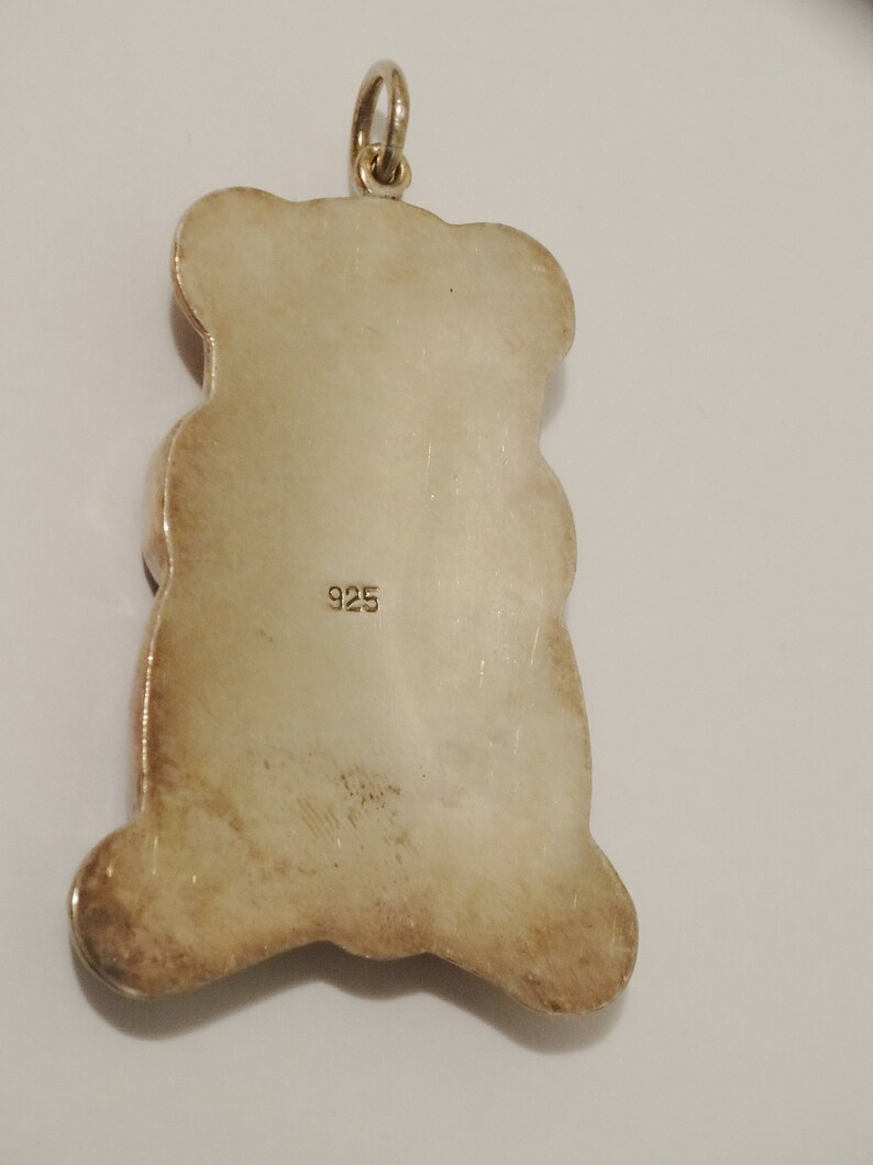 Sterling Silver Large 2 14 Tall x 1 12 Inch Bear Pendant.