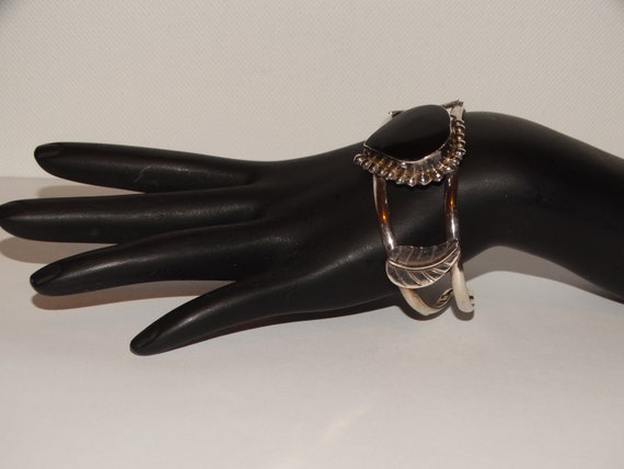Sterling Silver Black Onyx Cuff Bracelet. - image 6