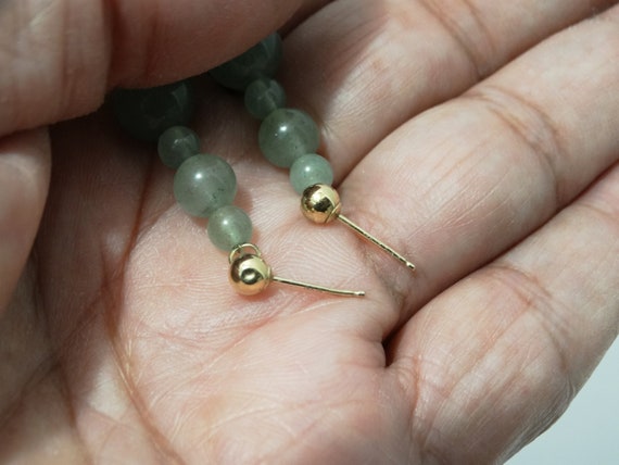 14k Y Gold Green Jade Earrings. - image 7