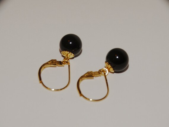 Jewel Tie 14k Yellow Gold Simulated Onyx Oval Dangle Earrings 11mm x 31mm Jewel Tie 14k Yellow Gold Simulated Onyx Oval Dangle Earrings 11mm x 31mm