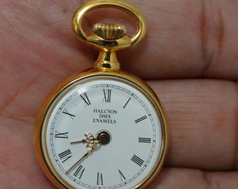 Halcyon Days Enamels Swiss Made Gold Tone Pocket Watch. as Is - Etsy