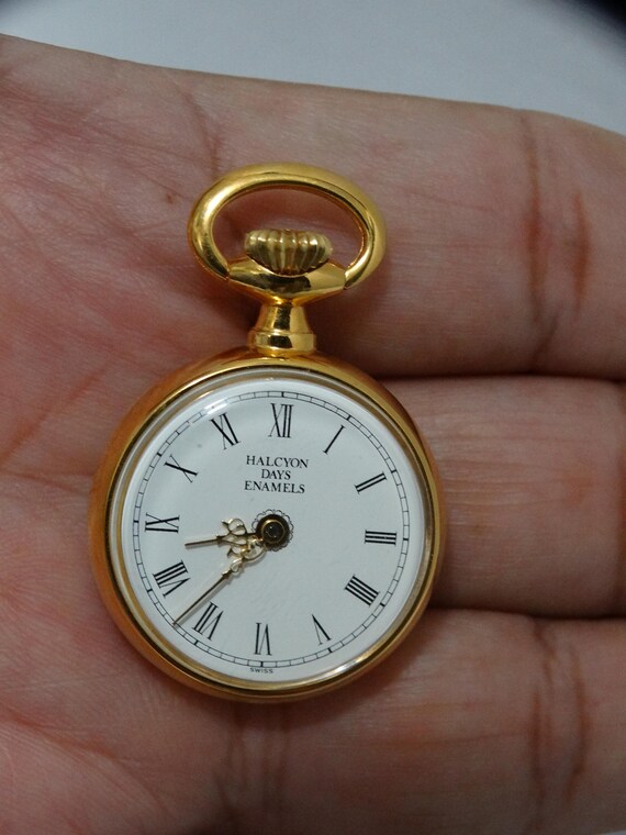 Halcyon Days Enamels Swiss Made Gold Tone Pocket Watch. as Is - Etsy