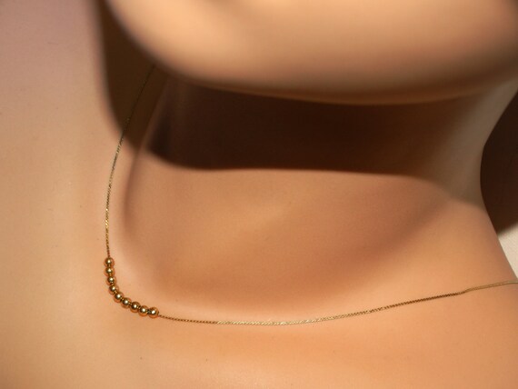 14k YG Chain W/ 9 Beads Necklace. - image 3