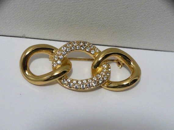 Christian Dior Chain Link Crystal Brooch. - image 6