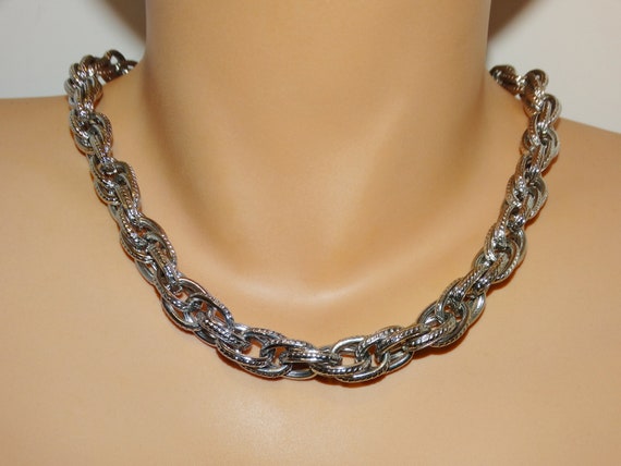 Sterling Silver 10mm Wide Chain Necklace. - image 9