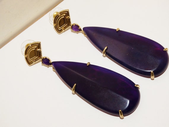 Kendra Scott Gold Tone Purple Stone Earrings, - image 1