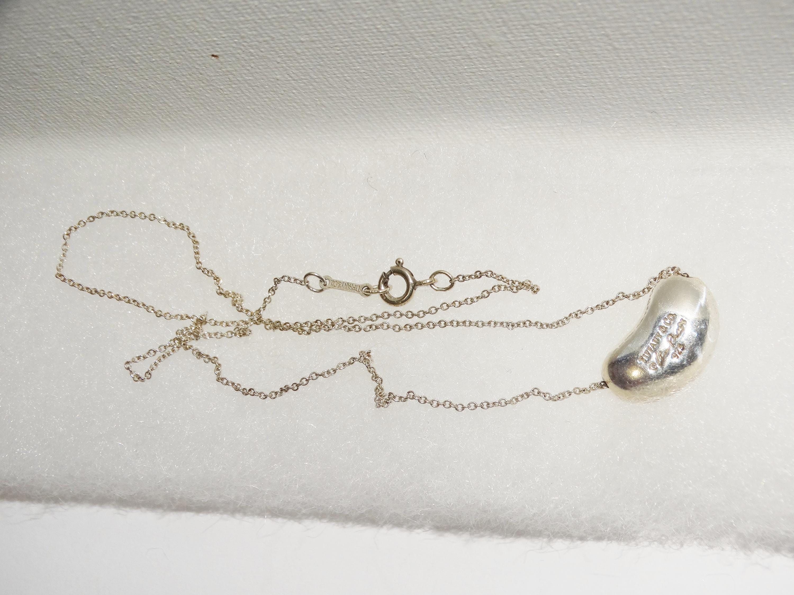 Tiffany & Co Elsa Peretti Sterling Silver Bean Pendant Necklace