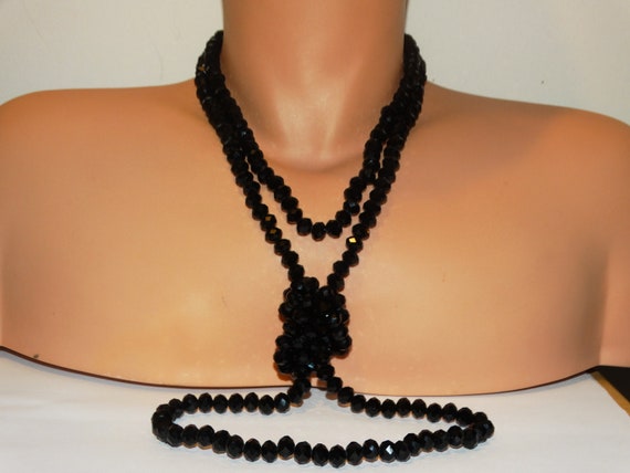 Faceted Sparkly Black Glass Necklace. - image 1