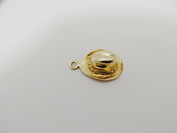 14k Gold Sombrero or Hat as is Charm Without Bale. - image 5