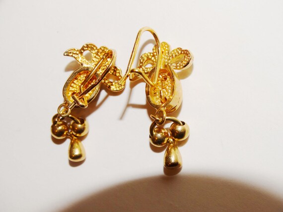 14k Yellow Gold Stamped Heavy Dangling Earrings. - image 4
