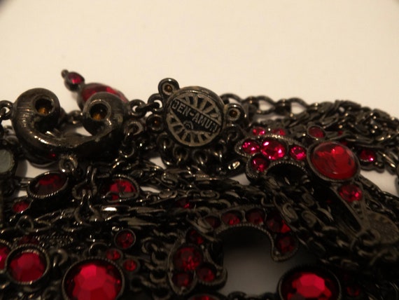 Ben-Amun RARE  Huge Black Red Bib Necklace. - image 7