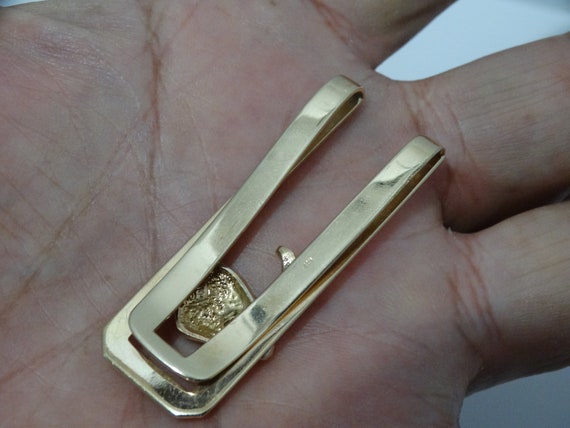 14k Solid Gold Tie Holder. - image 2