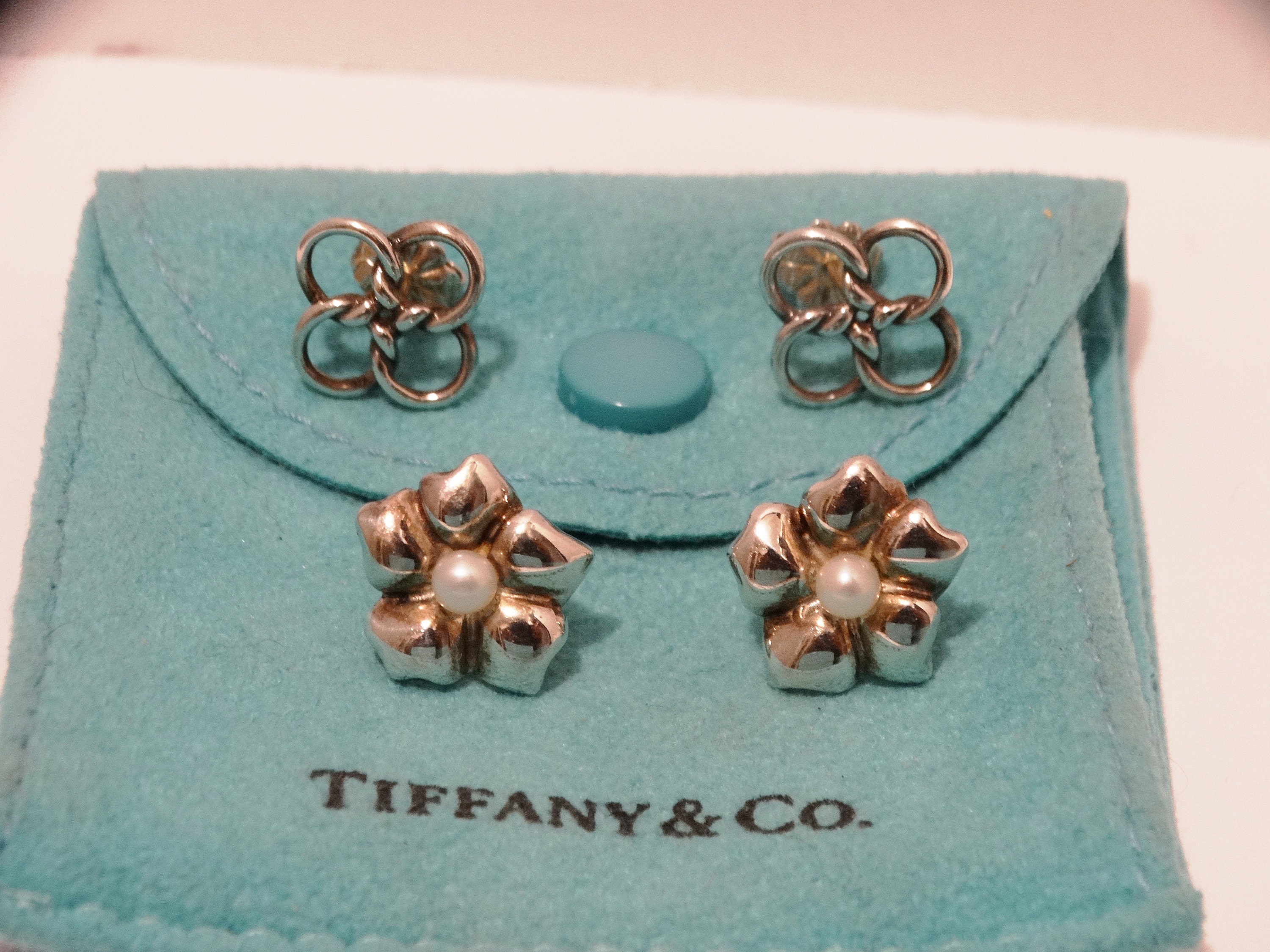Tiffany & Co Sterling Flower Pearl and Elsa Peretti Quadrifoglio