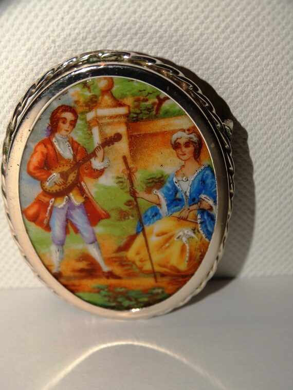 Sterling Silver Made In Italy Hand Painted Limoge… - image 2