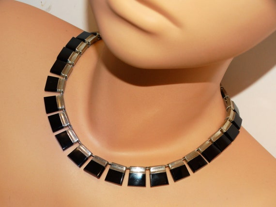 Solid Sterling Silver Black Onyx Made Mexico Neck… - image 4