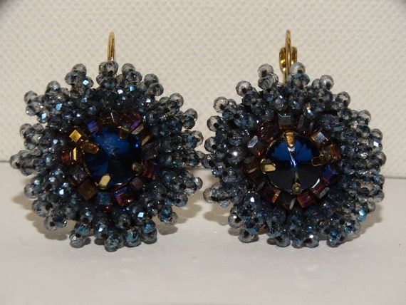 Gold Tone Sparkling Faceted Crystal Stone Earring… - image 6